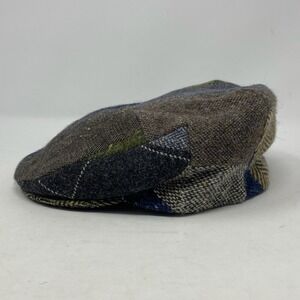 Vtg Jonathan Richard Mens Irish Flat Cap Driver M Wool Herringbone Patchwork